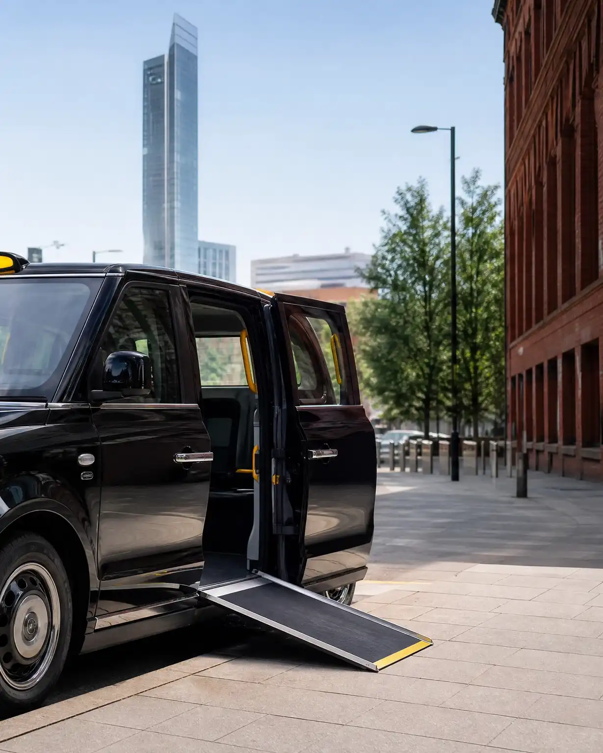 Passenger boarding a WAV taxi
